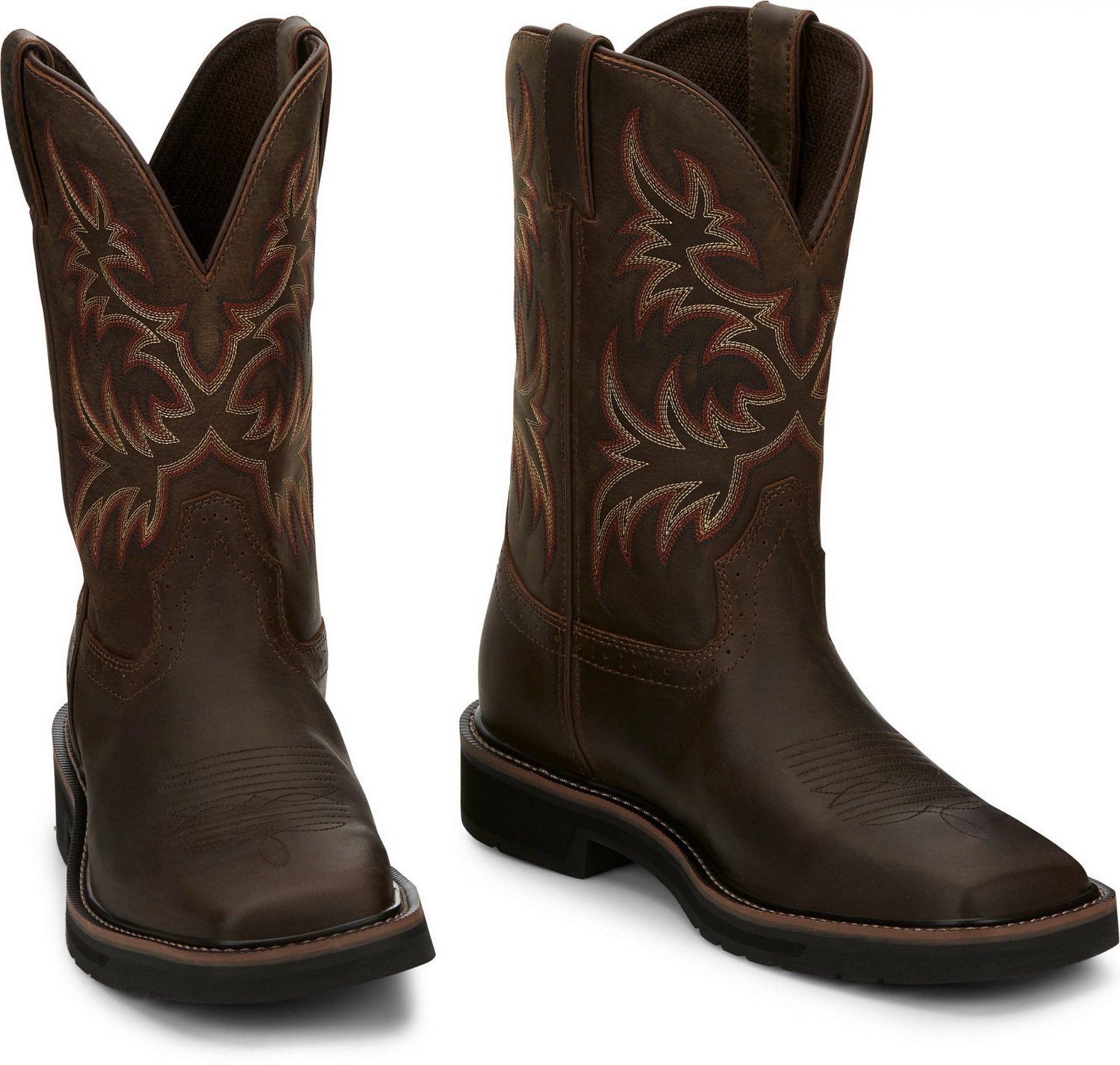 Justin Men s Stampede EH Wellington Leather Work Boots Dark Brown