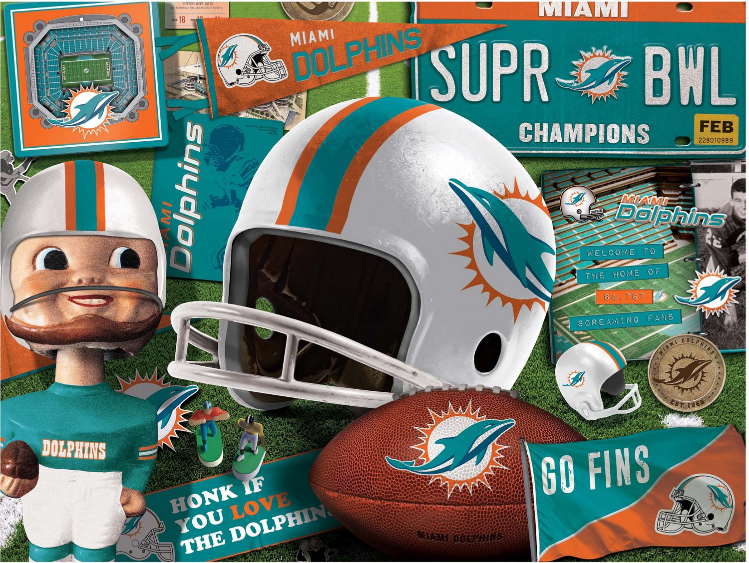 YouTheFan Miami Dolphins Retro Series 500-Piece Puzzle