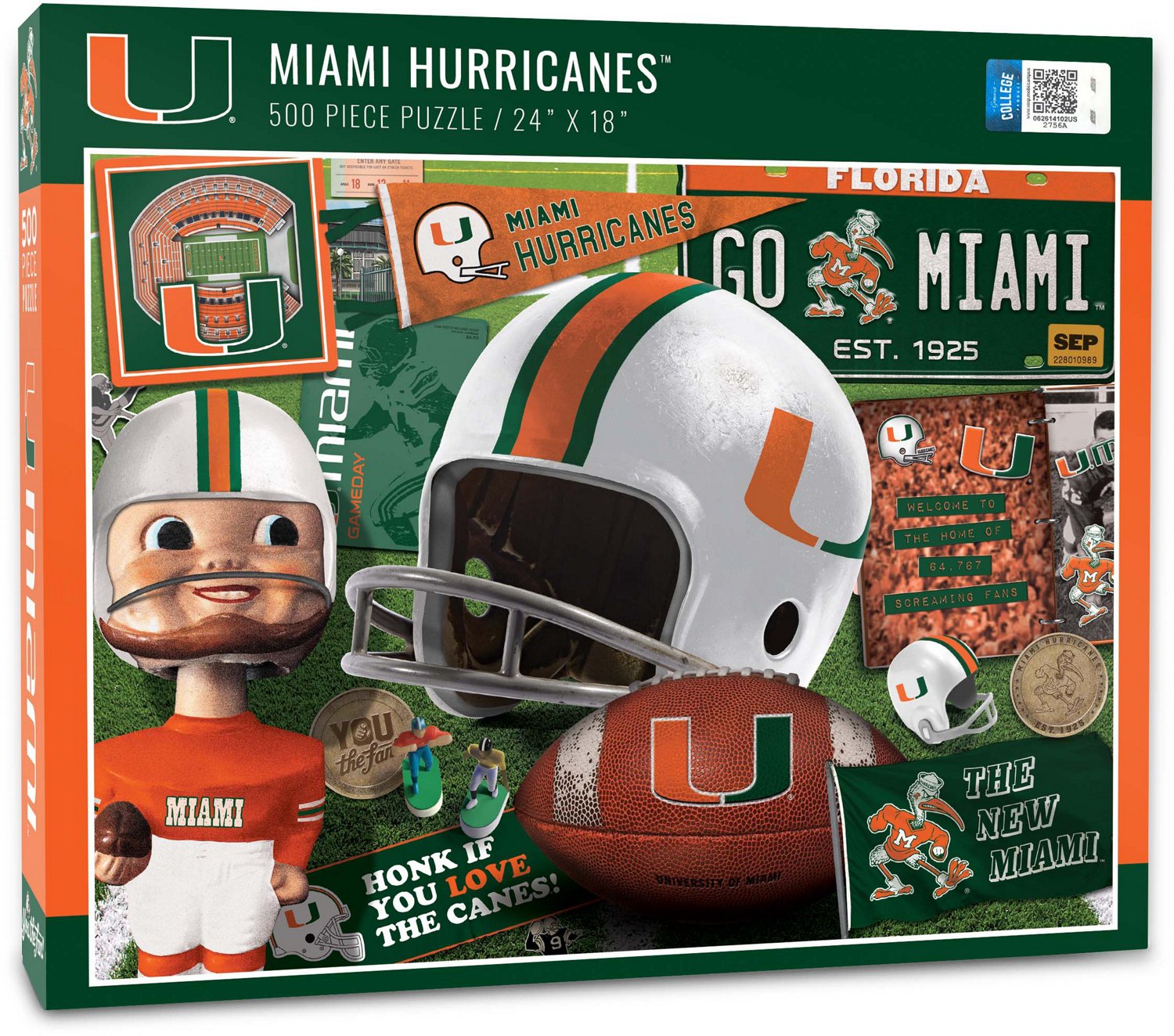 YouTheFan University of Miami Retro Series 500-Piece Puzzle