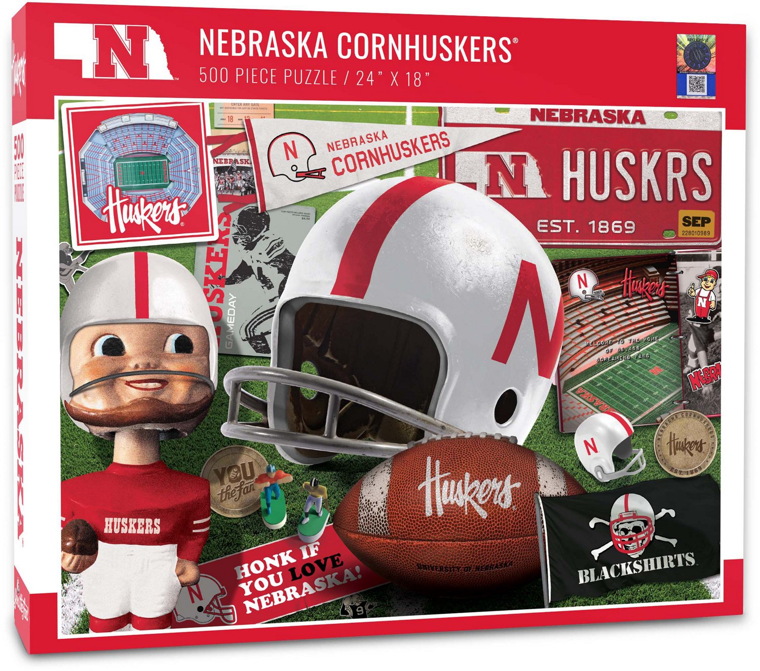 YouTheFan University Of Nebraska Retro Series 500-Piece Puzzle | Academy