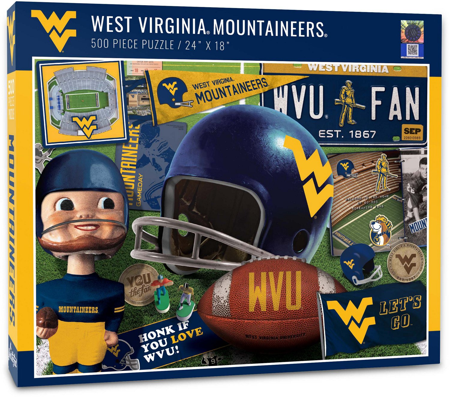 YouTheFan West Virginia University Retro Series 500-Piece Jigsaw Puzzle ...