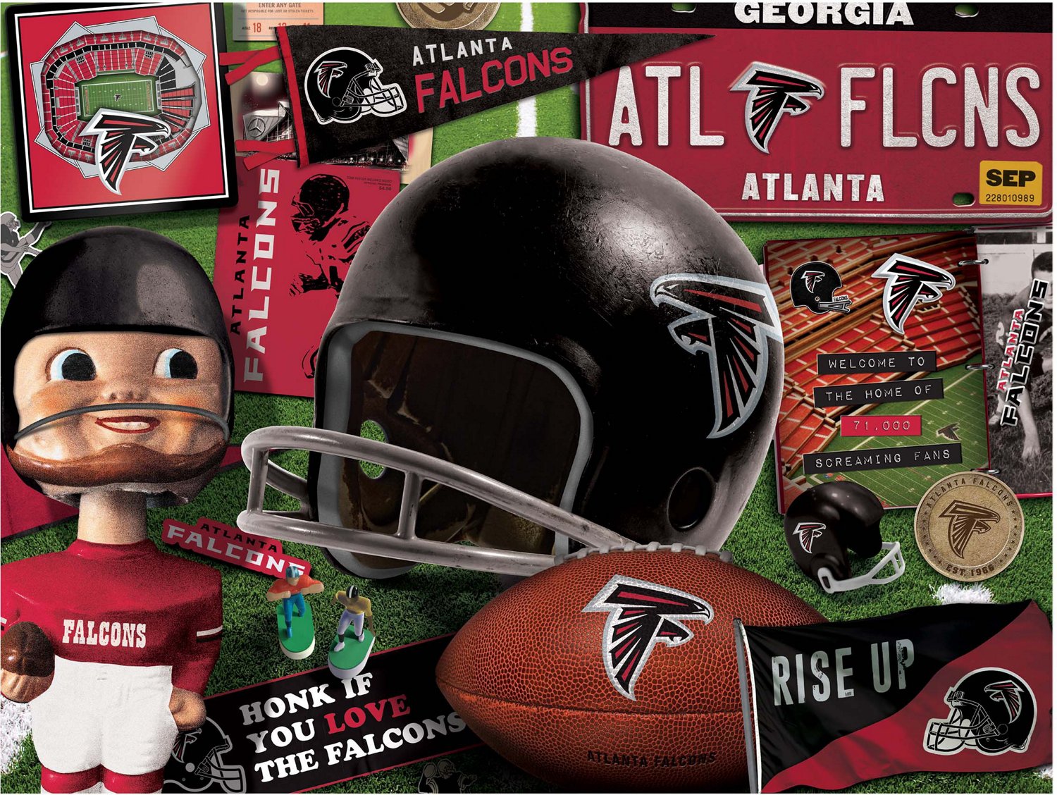 YouTheFan 0951223 NFL Atlanta Falcons Retro Series Puzzle - 500 Piece