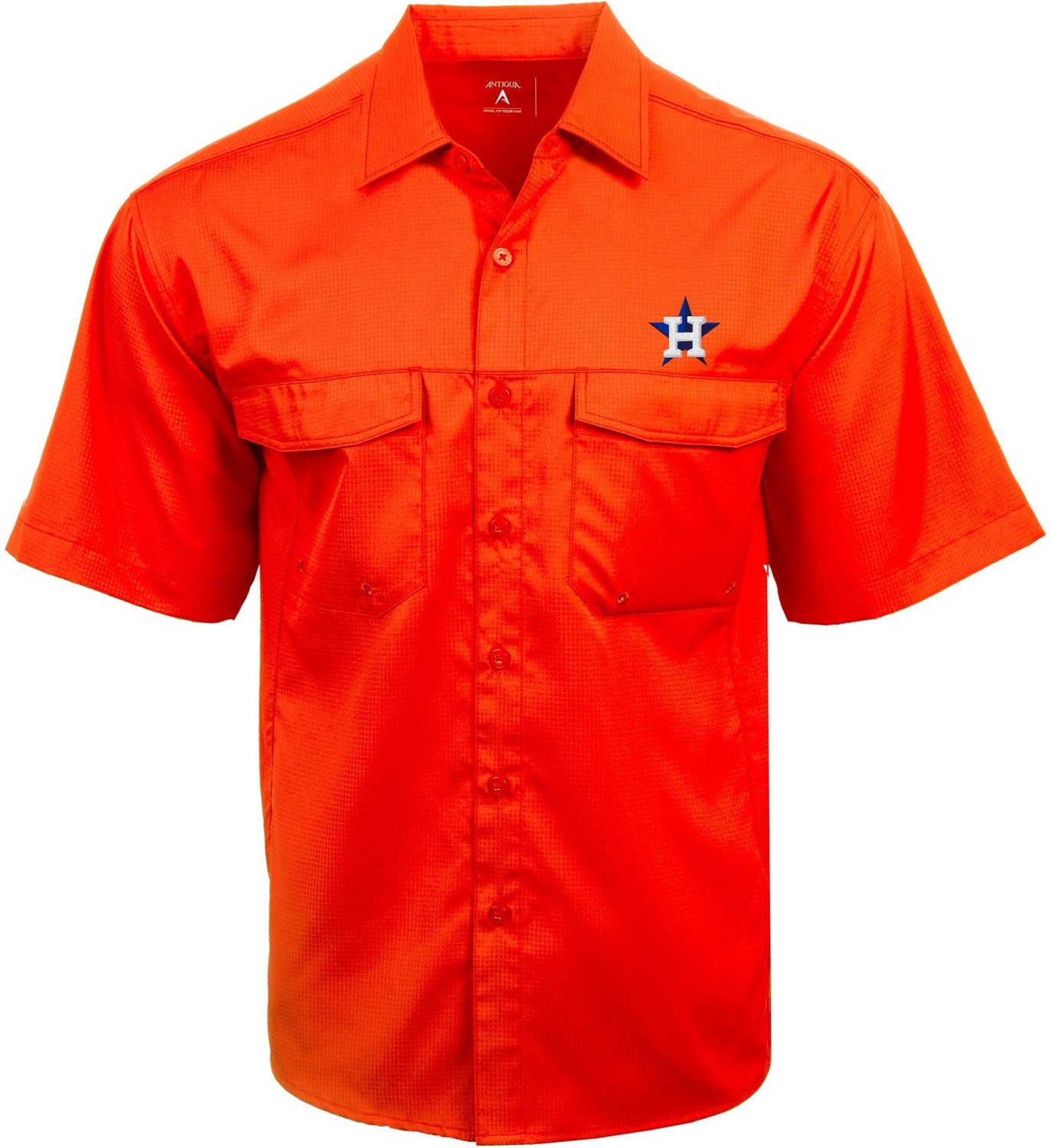 Antigua Men's Houston Astros Game Day Woven Fishing Shirt