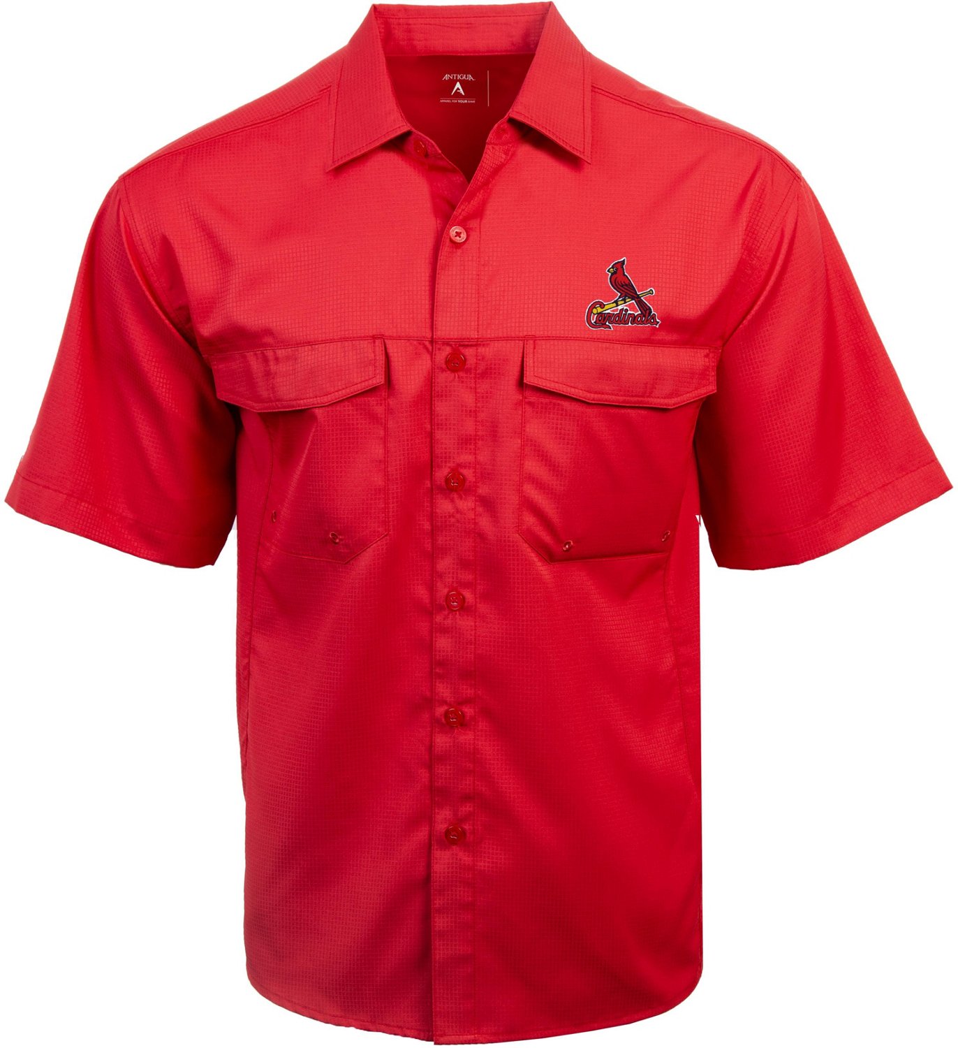 St Louis Cardinals Dress Shirt Mens Large Blue Check Button Up Antigua  *Mark*