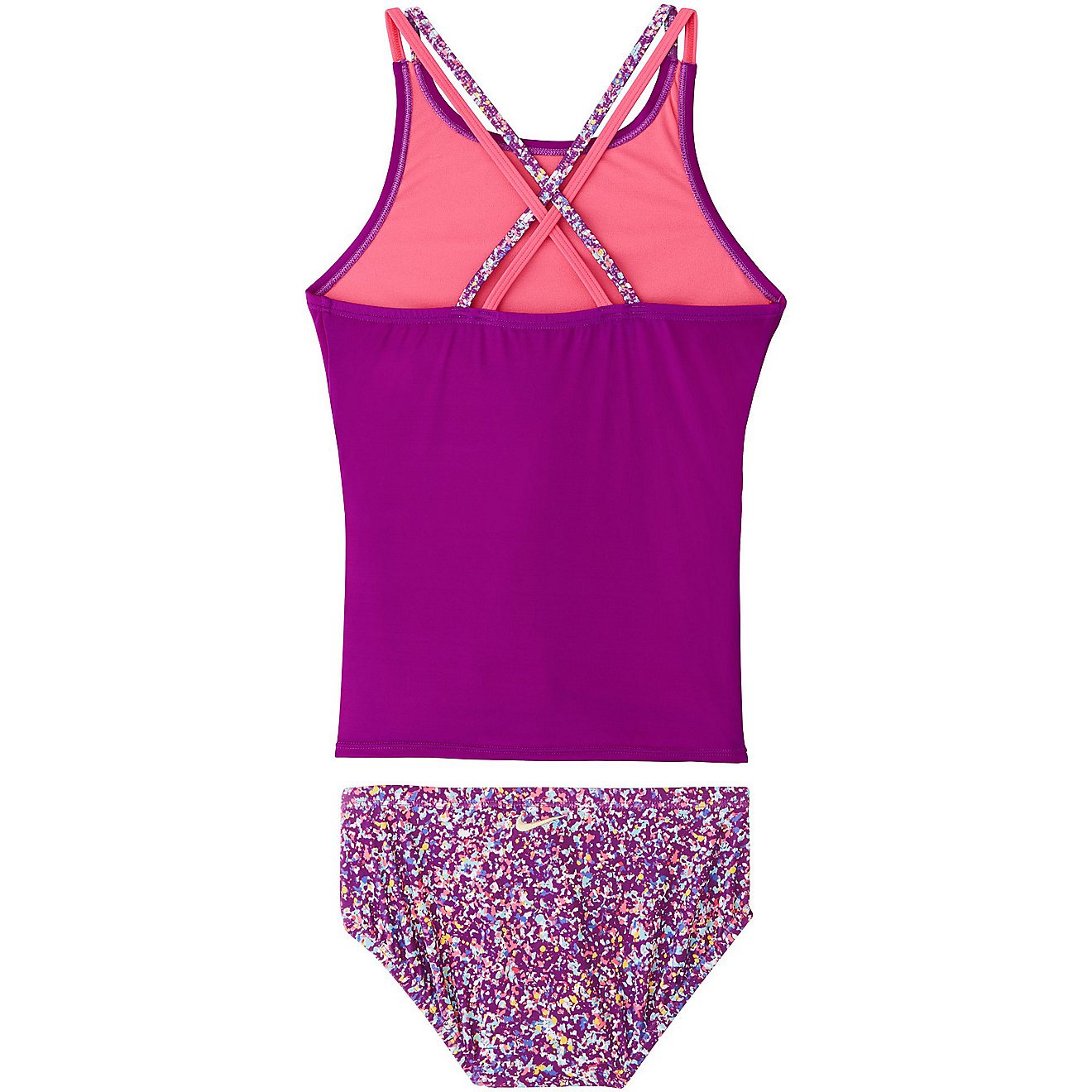 Nike Girls' Swim Pixel Party Spiderback Tankini Two-Piece Swimsuit                                                               - view number 2