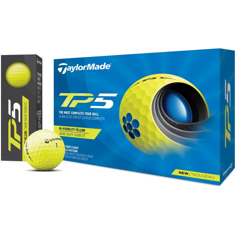 TaylorMade 2021 TP5 Golf Balls 12-Pack Yellow - Golf Balls at Academy Sports