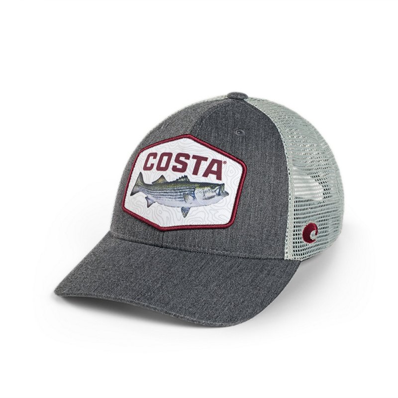 Costa Men's Bass Patch XL Trucker Cap Gray - Men's Hunting/Fishing Headwear at Academy Sports