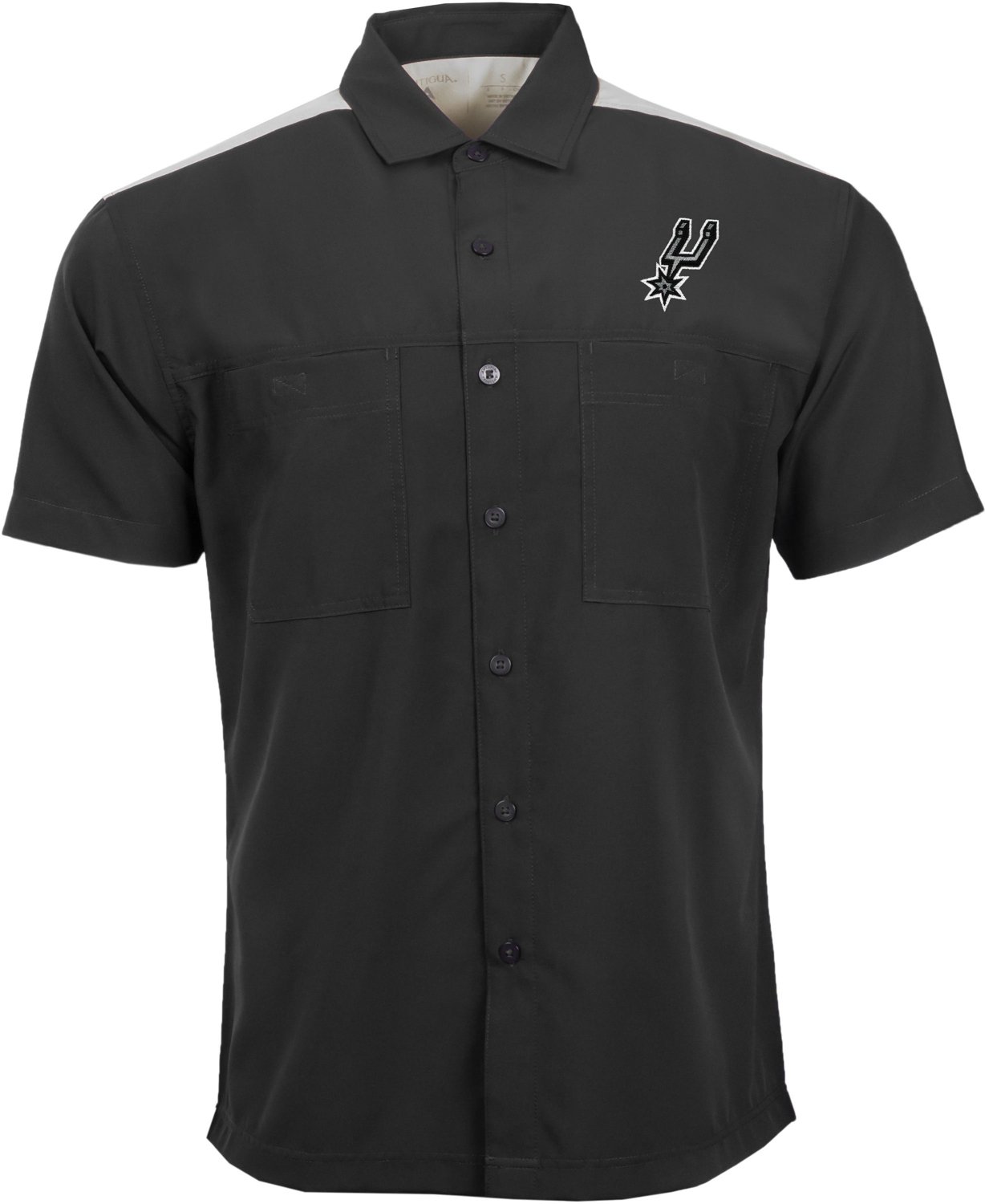 Antigua Men's San Antonio Spurs Angler Woven Button Down Short Sleeve ...