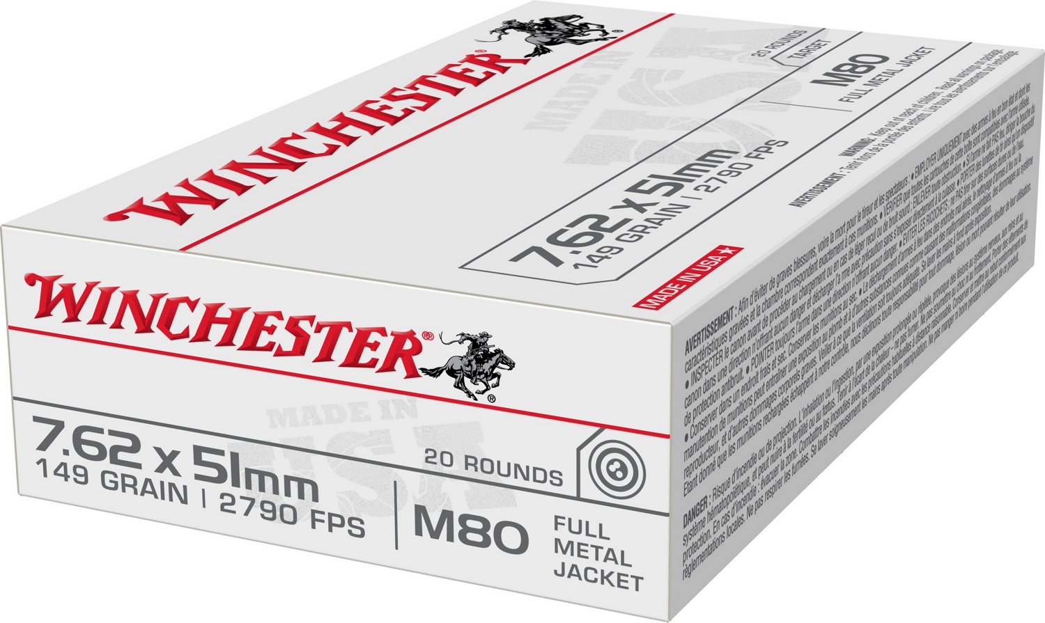 Winchester USA 7.62 x 51mm NATO 149-Grain Ammunition - 20 Rounds | Academy