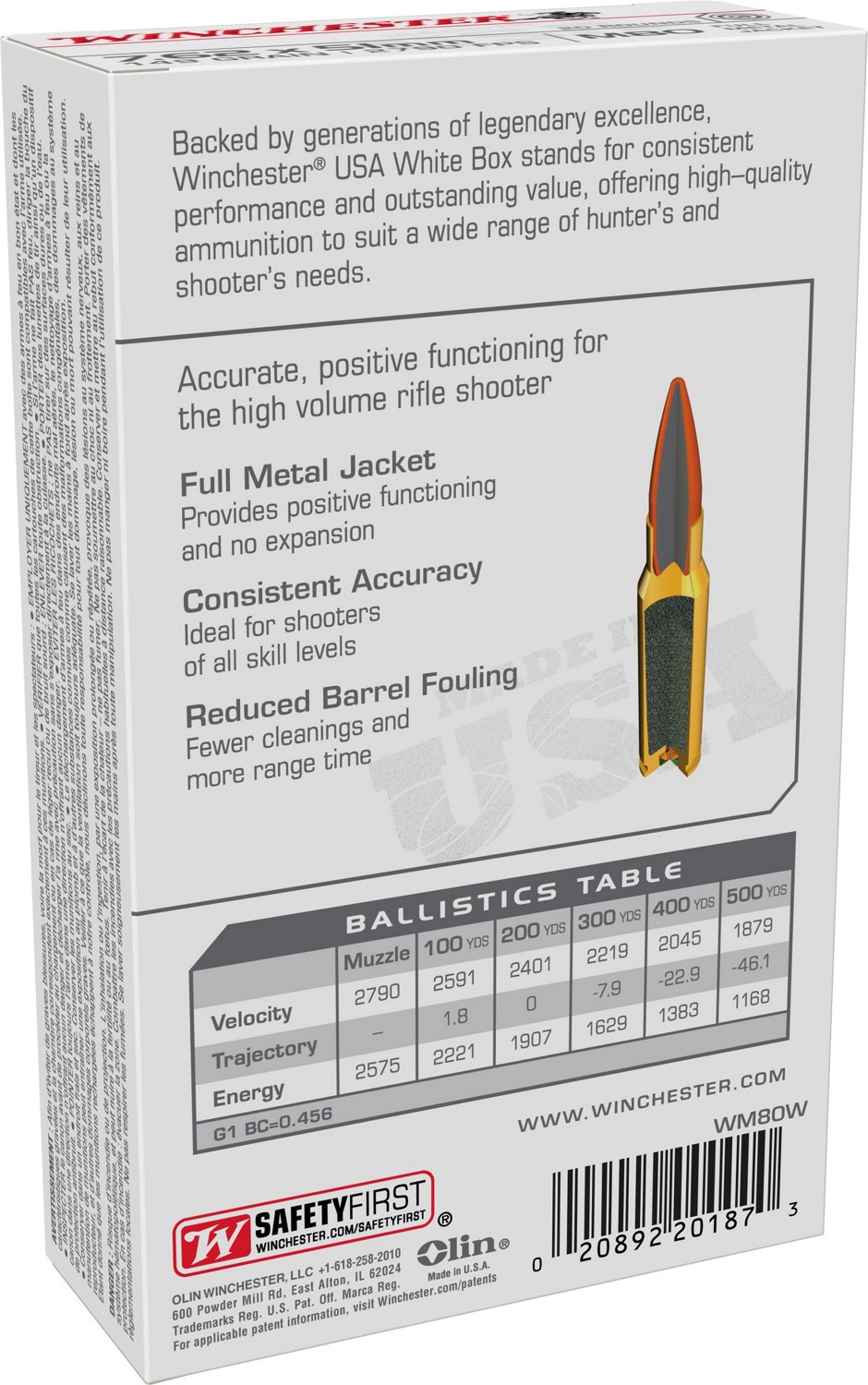 Winchester USA 7.62 x 51mm NATO 149-Grain Ammunition - 20 Rounds | Academy