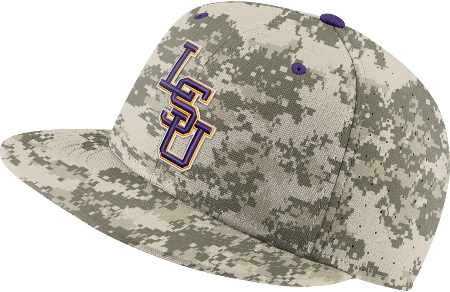 Nike Men’s Louisiana State University AeroBill True Baseball Camo Cap