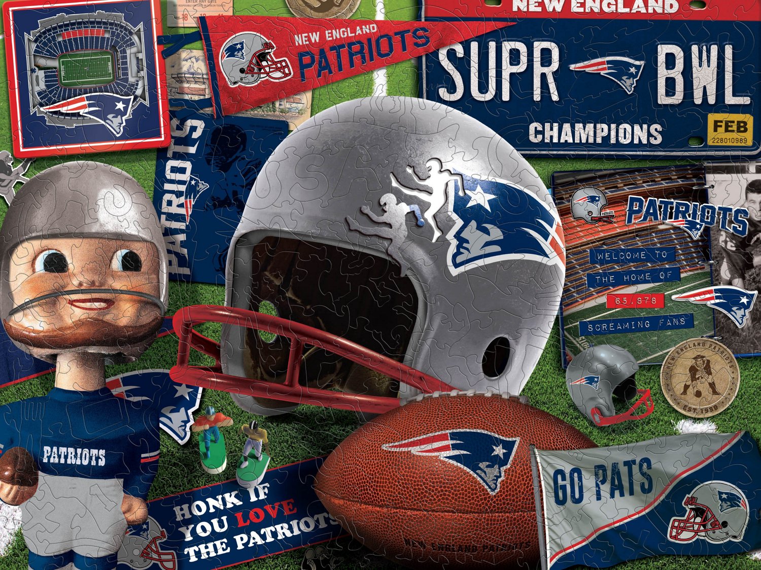 YouTheFan New England Patriots Wooden Retro Series Puzzle