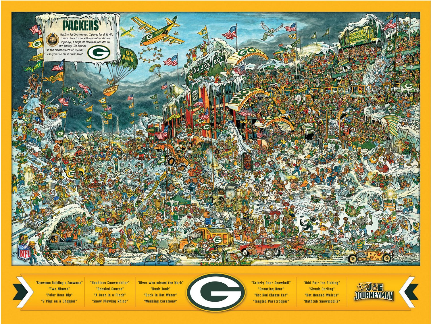 YouTheFan Green Bay Packers Joe Journeyman 500-Piece Puzzle                                                                      - view number 3