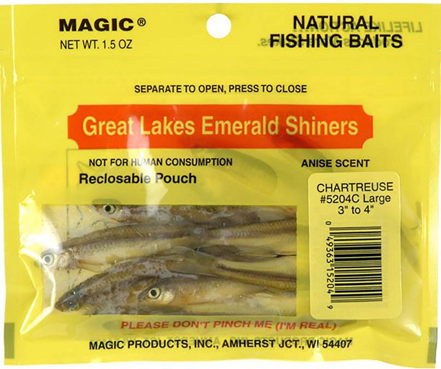 Magic Emerald Shiners Small Preserved Minnows 1.5 oz Bait Fish Fishing  Rigging 