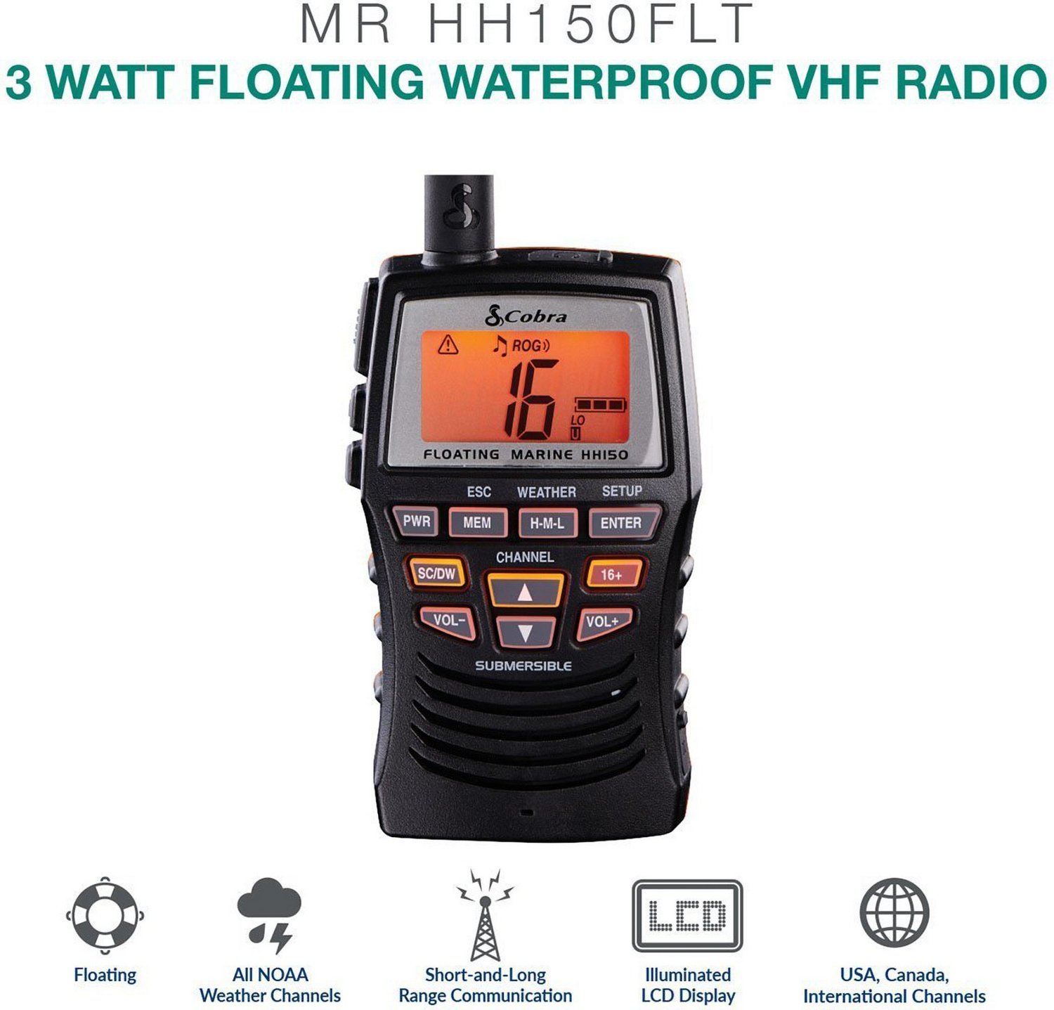 Cobra Marine Handheld VHF Floating Radio                                                                                         - view number 2