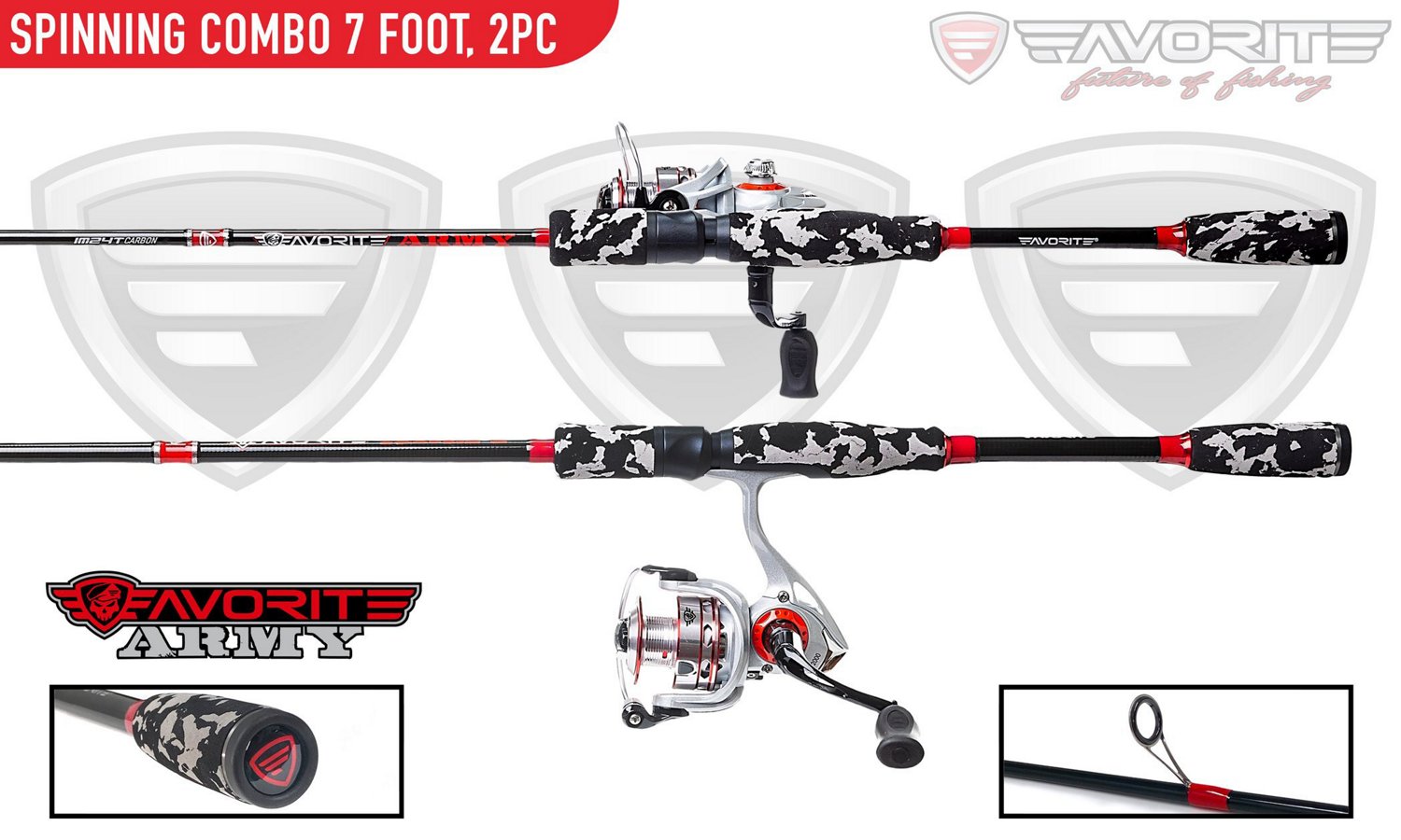 Favorite Fishing “Favorite Army” 10 6 ft Spinning Rod and Reel Combo