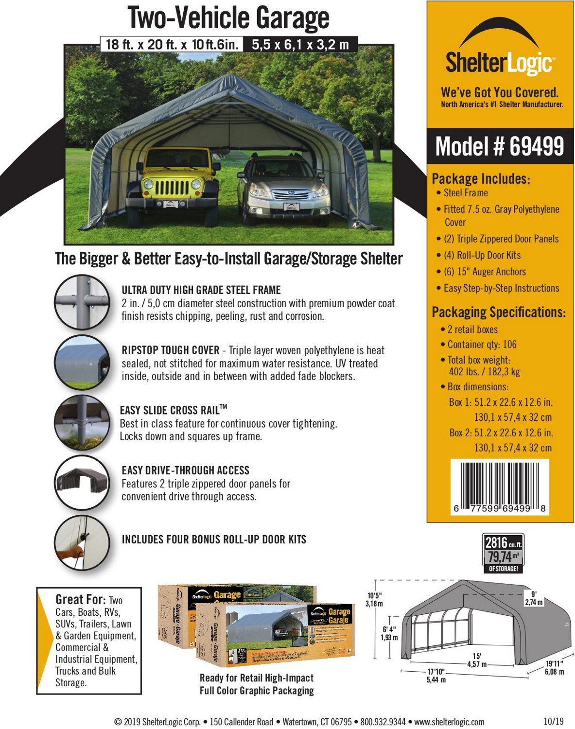 Garage-in-a-Box 2-Car Garage 18 x 20 x 10.5 ft. - view number 3