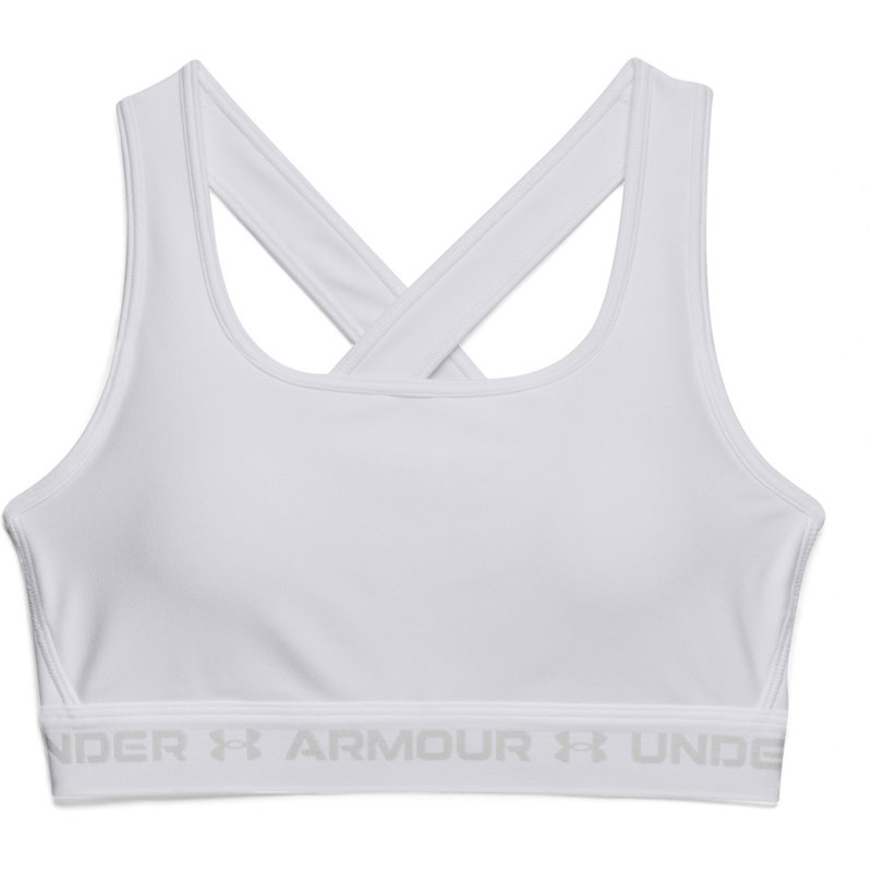 Under Armour Women's Crossback Mid Sports Bra White/White/Halo Gray, 2X-Large - Women's Workout Bras at Academy Sports