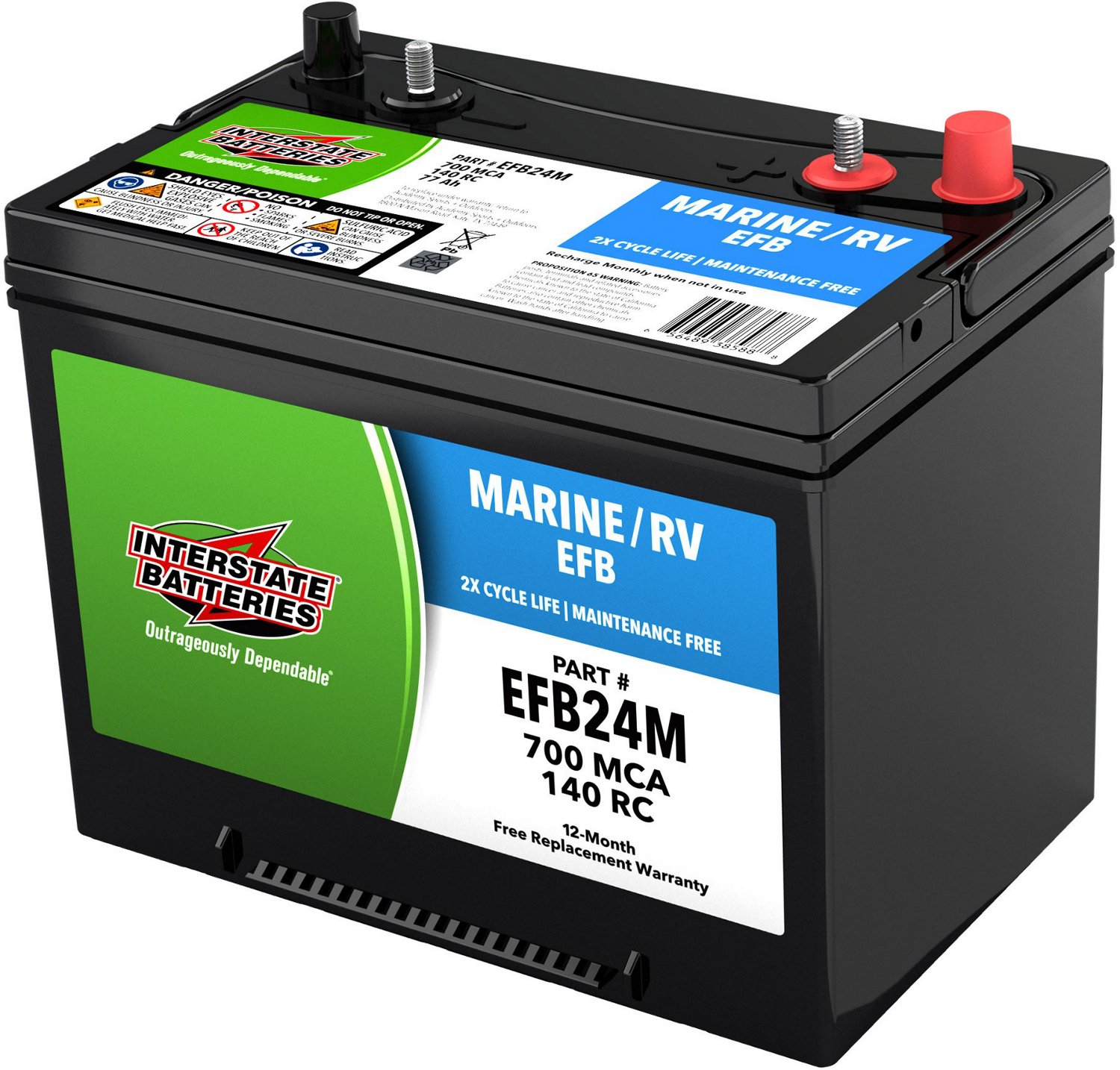 Interstate Batteries Deep Cycle Group 24 EFB Battery                                                                             - view number 3