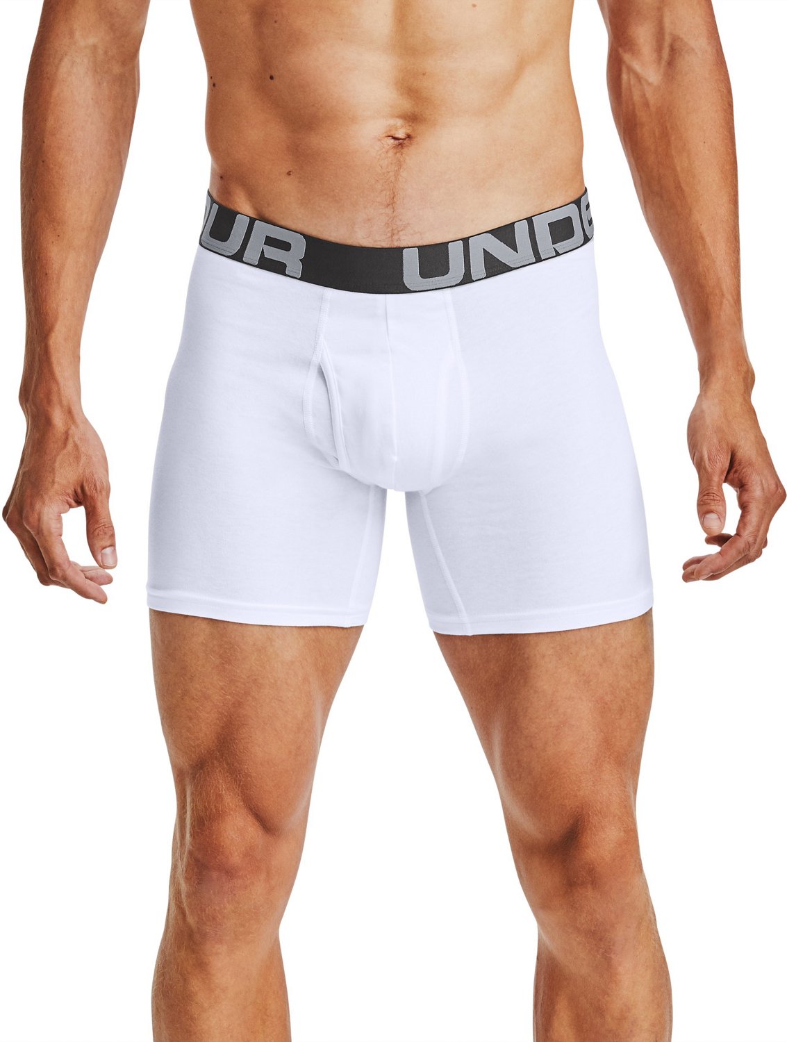 Under Armour 3 Pack Charged Cotton Boxerjock Boxer Briefs 6 Inch Men's Logo  