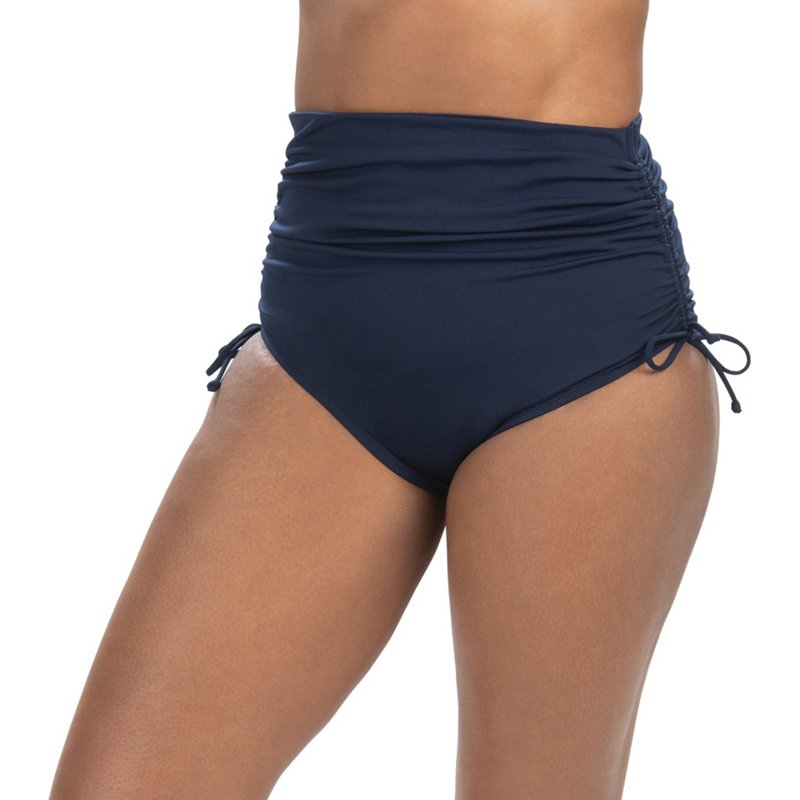 Dolfin Aquashape Women's Adjustable High Waisted Moderate Brief Swimsuit Bottoms, XS, Navy