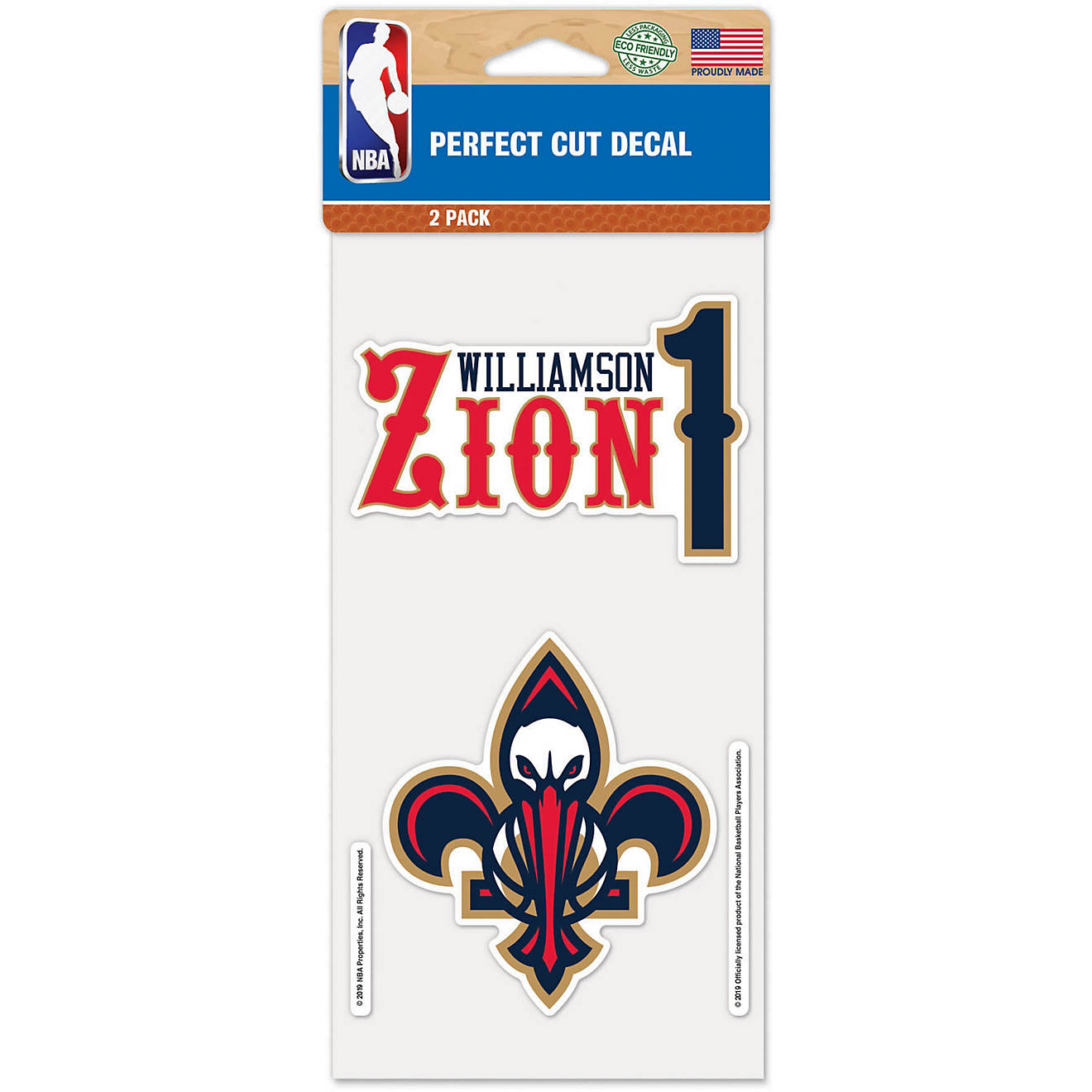 WinCraft New Orleans Pelicans Zion Williamson #1 Perfect Cut Decals 2-Pack                                                       - view number 1