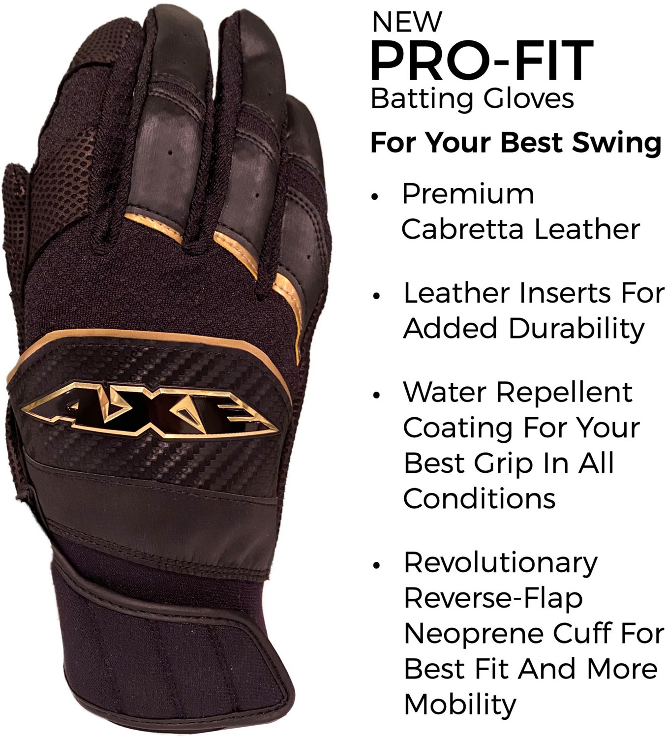 Axe Bat Adults' Pro-Fit Batting Gloves                                                                                           - view number 2
