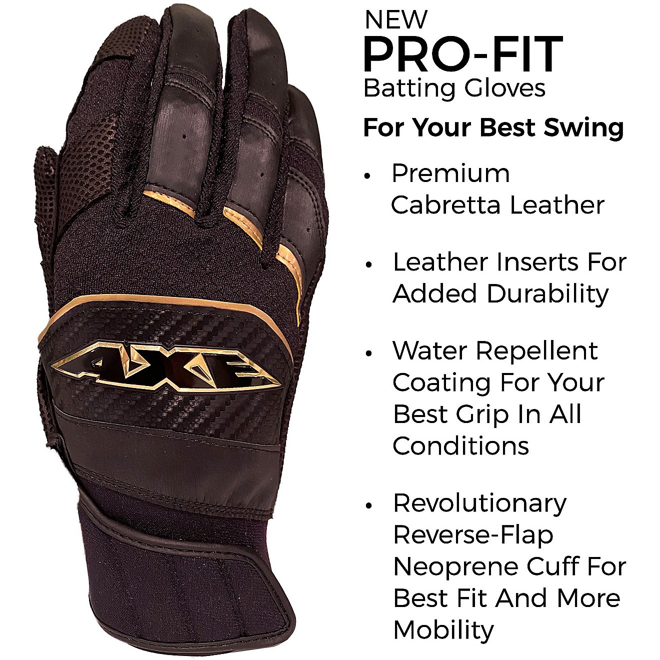 Axe Bat Adults' Pro-Fit Batting Gloves                                                                                           - view number 2