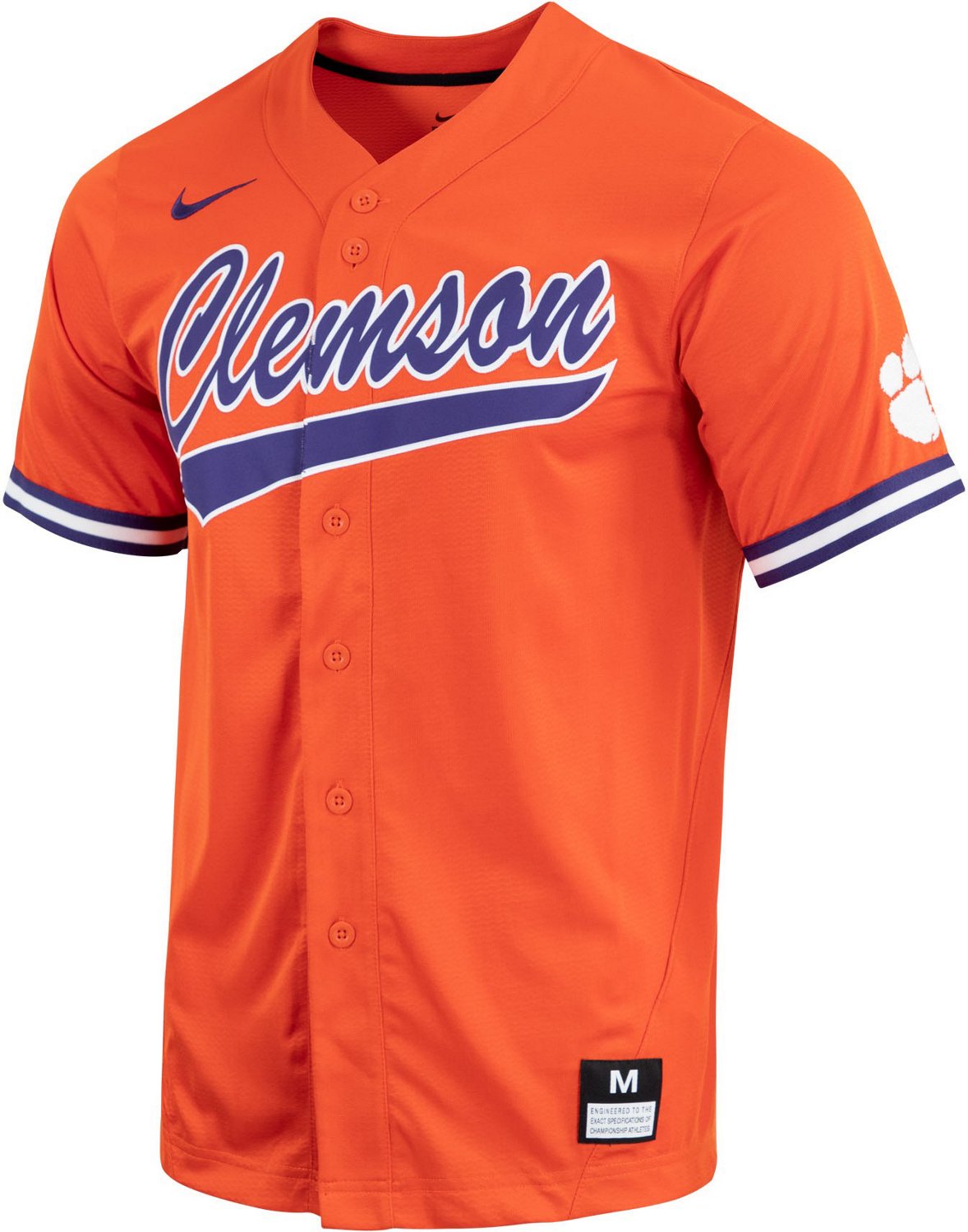 Men's Orange Clemson Tigers Replica Full-Button Baseball Jersey