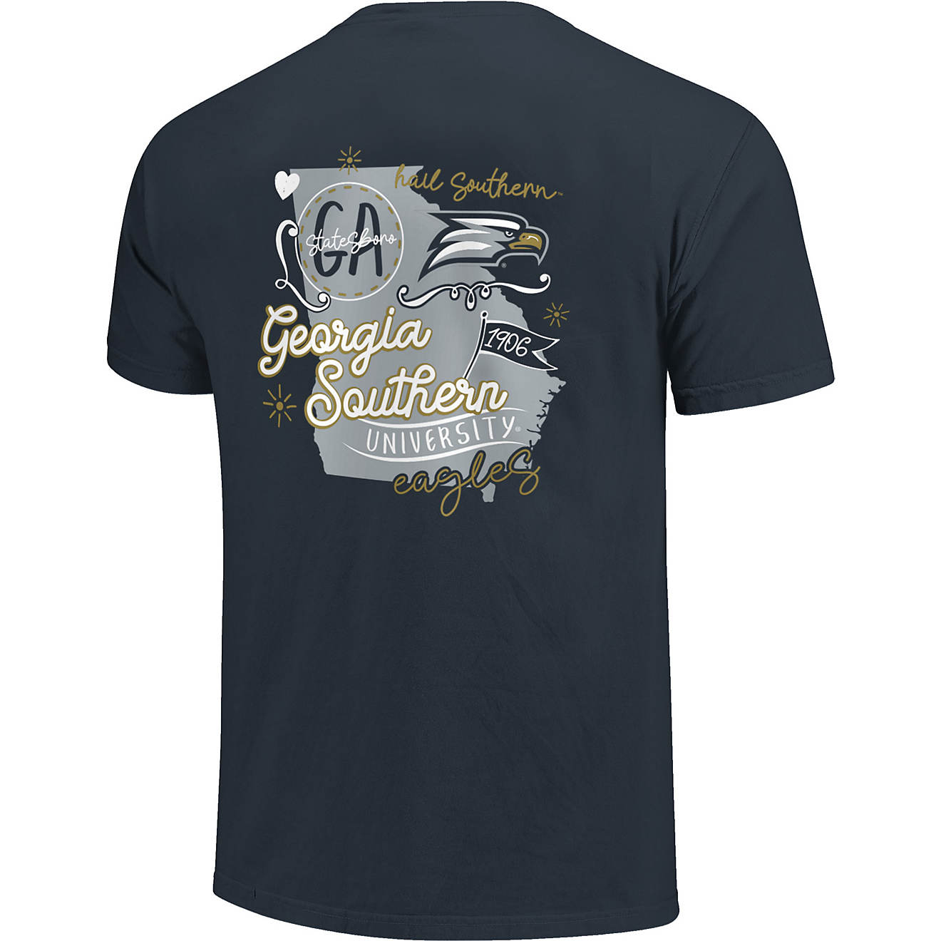 Image One Women's Georgia Southern University Comfort Color State Doodles T-shirt                                                - view number 1