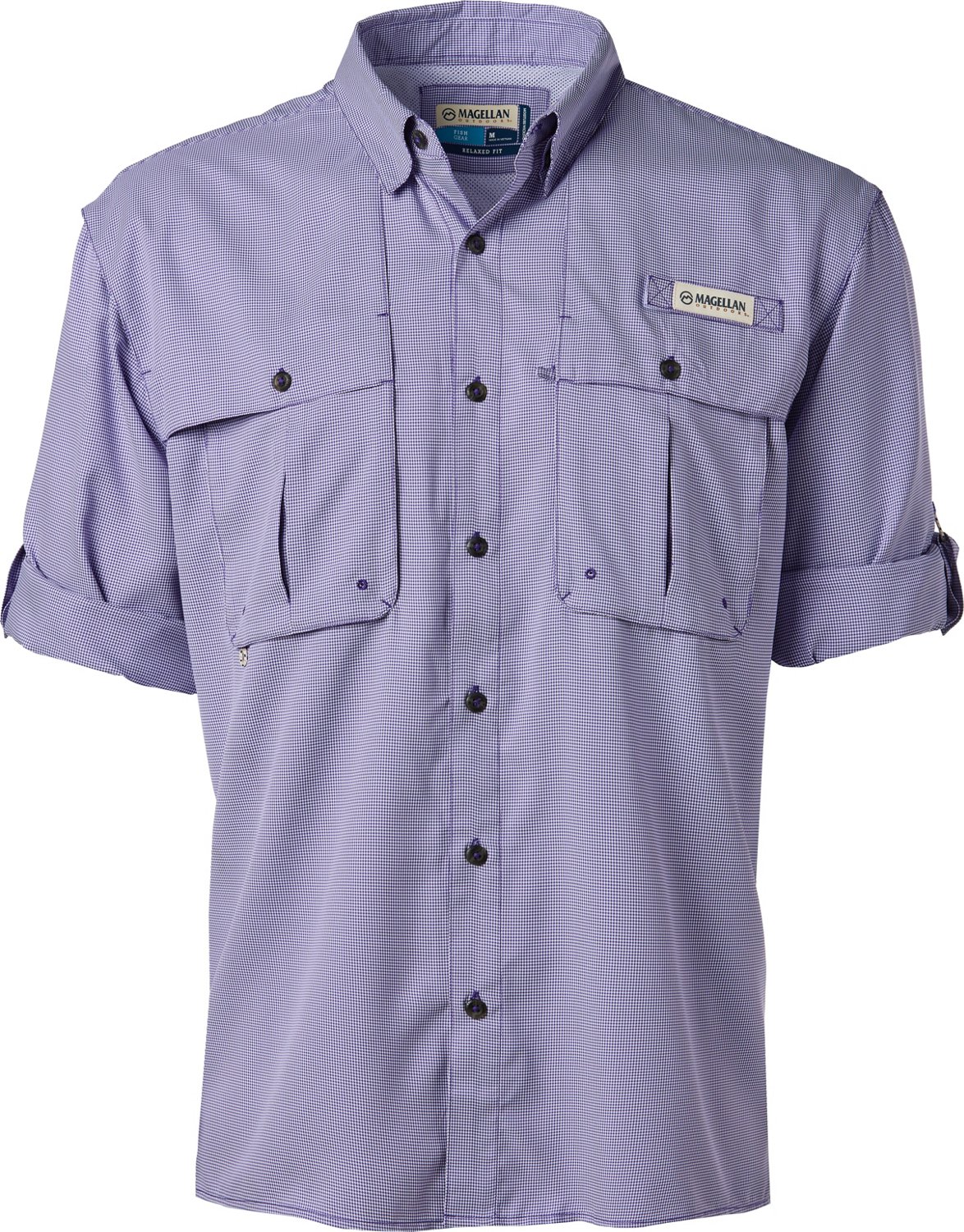 Magellan Outdoors Men's Fishing Shirt, Short Sleeve Button-Down Fish Gear  Top