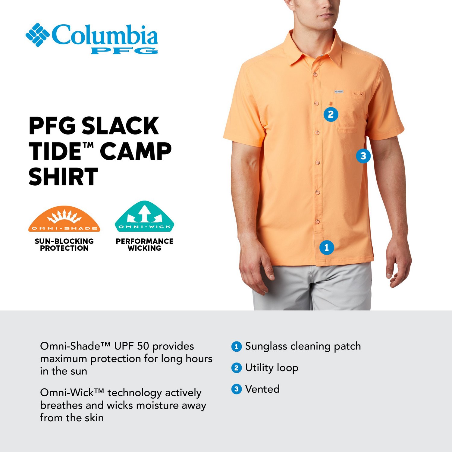 Columbia Men's Columbia Texas Orange Longhorns Slack Tide Omni-Shade  Button-Up Camp Shirt