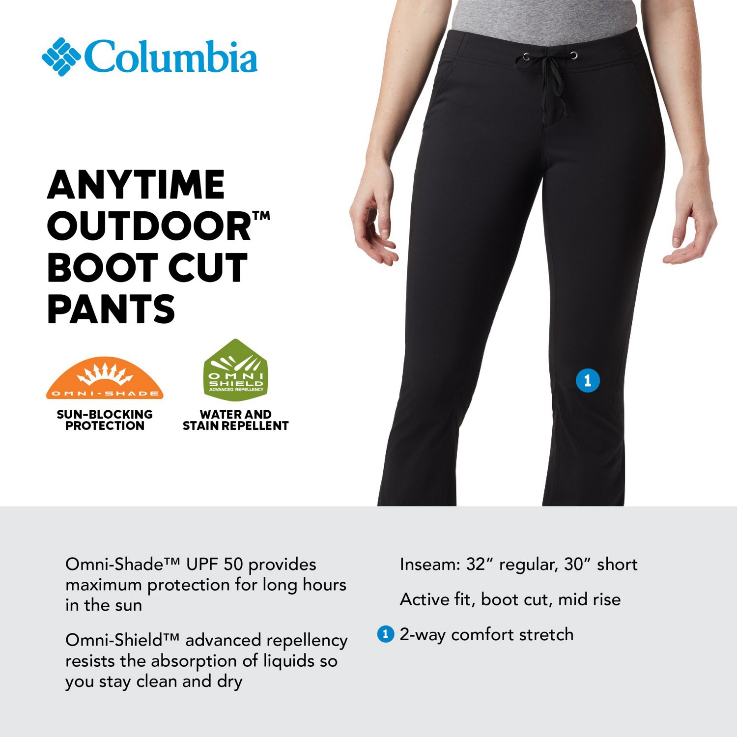  Columbia Women's Anytime Outdoor Boot Cut Pant, New