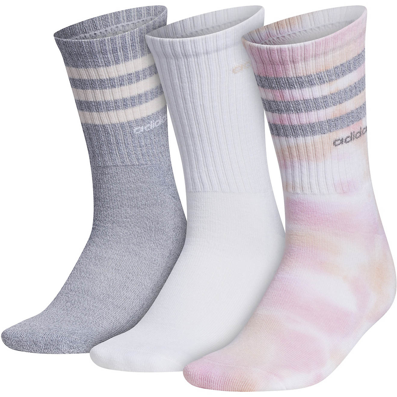 adidas Women's 3-Stripe 2-Color Wash Crew Sock 3 Pack | Academy