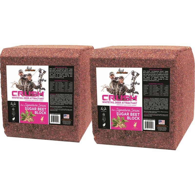 Ani-Logics Crush Ani-Signature Series Sugar Beet Block 20 lb Whitetail Deer Attractant 2-Pack - Game Feed And Supplmnts at Academy Sports