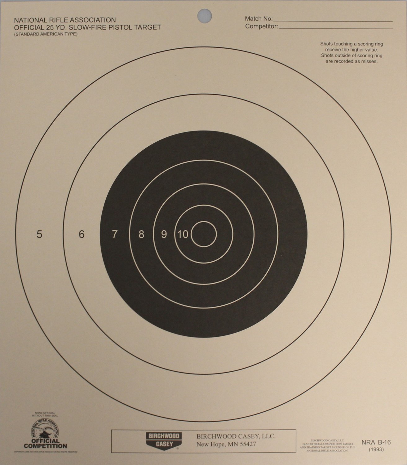 Birchwood Casey 25 yard Timed Slow-Fire Pistol Target | Academy