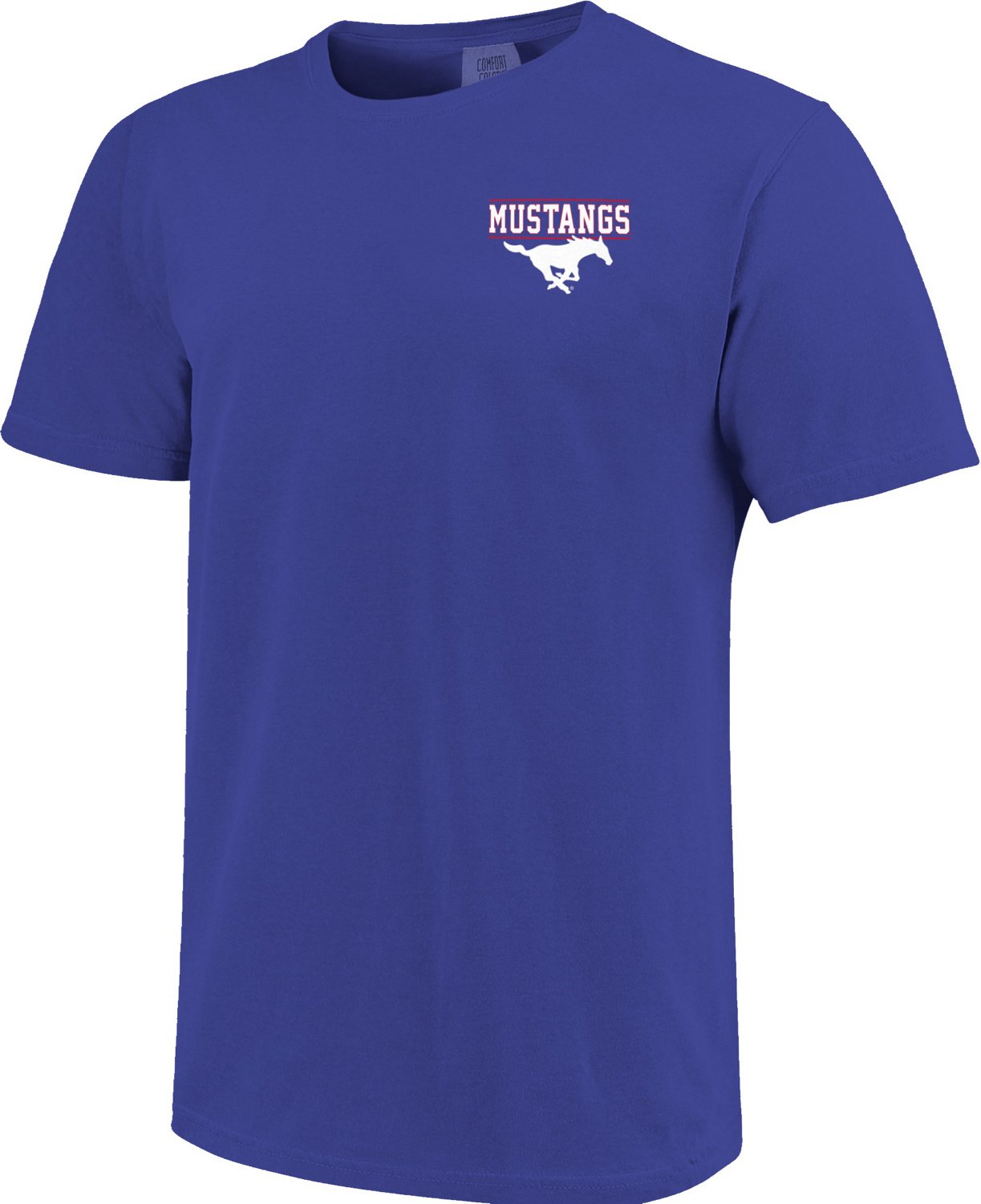 Image One Men's Southern Methodist University Comfort Color Striped Stamp Short Sleeve T-shirt - view number 2