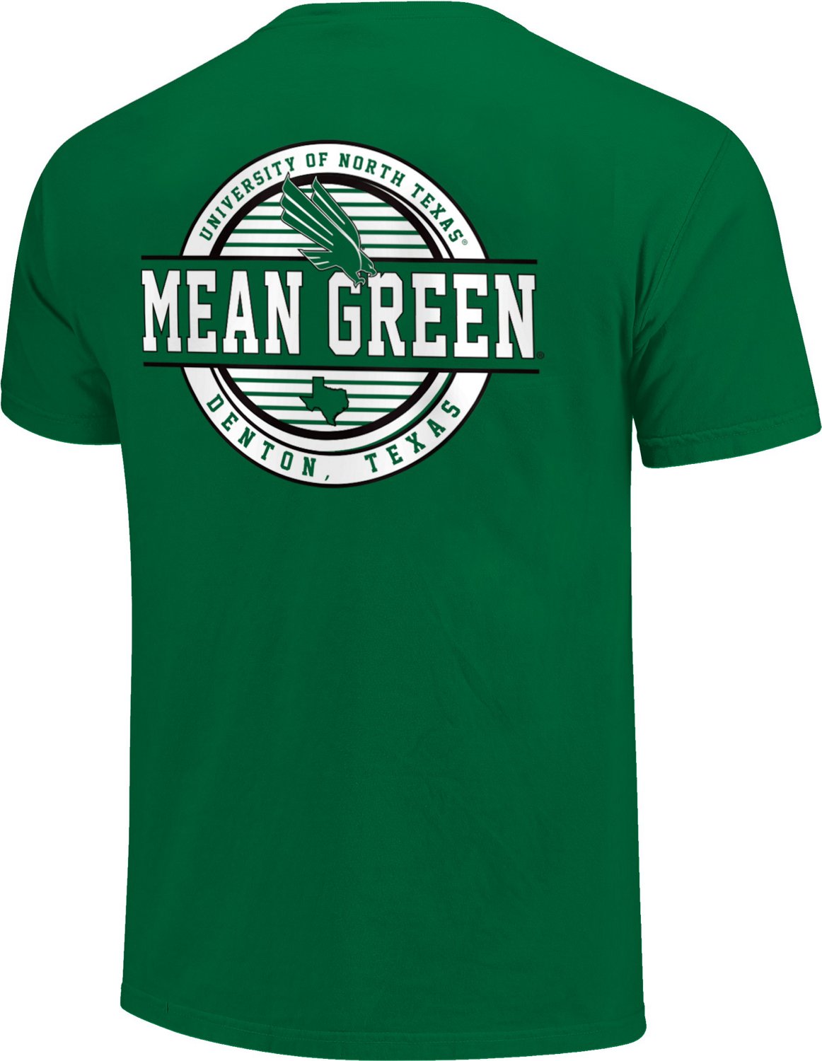Image One Men's University of North Texas Comfort Color Striped Stamp Short Sleeve T-shirt