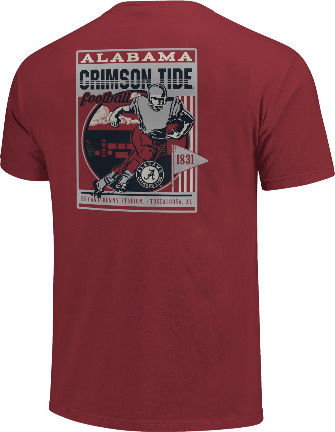 Image One Men's University of Alabama Comfort Color Retro Poster and Stadium Tshirt Academy
