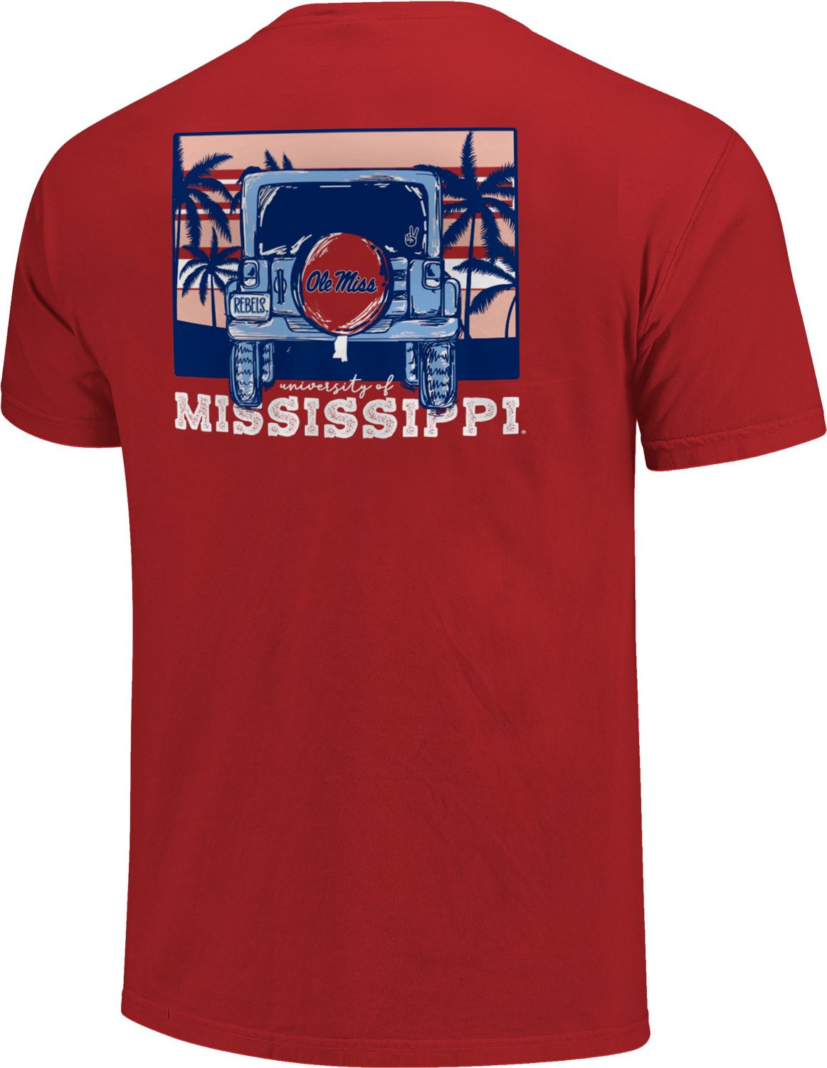 Image One Men's University of Mississippi Comfort Color Jeep Adventure Short Sleeve T-shirt