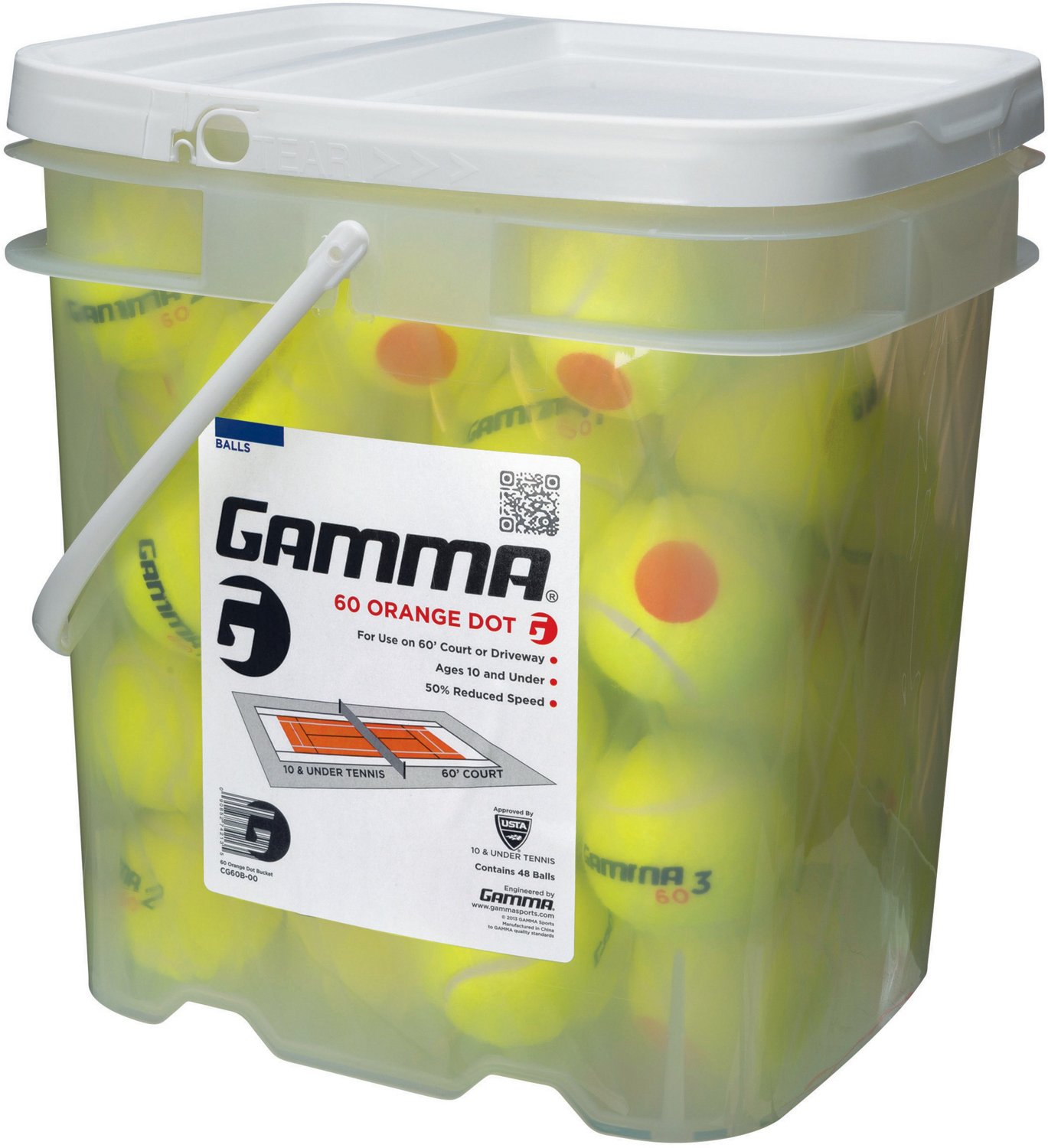 Gamma 60 Orange Dot Tennis Balls 48-Pack