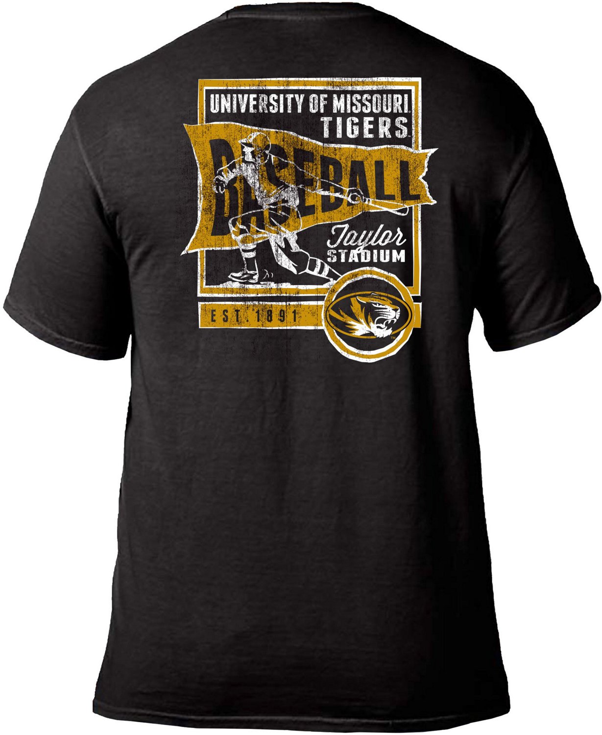 Image One Men's University of Missouri Comfort Color Vintage Baseball Flag Short Sleeve T-shirt