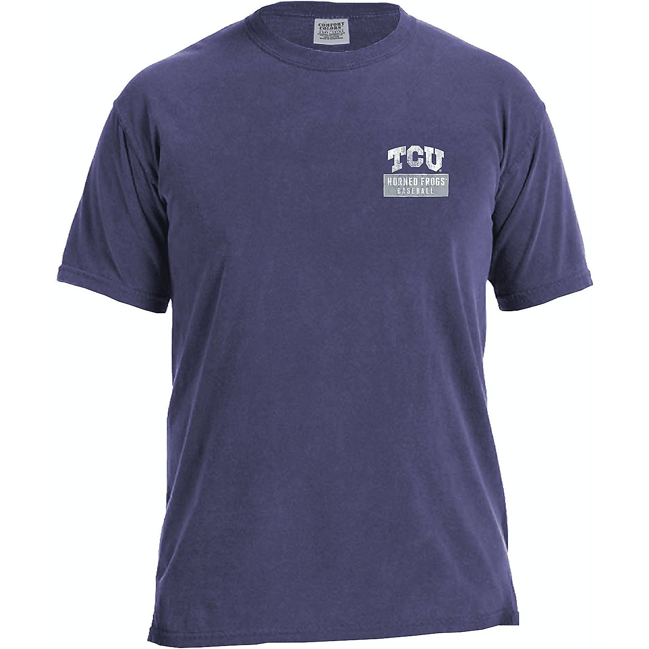 Image One Men's Texas Christian University Comfort Color Vintage Baseball Flag Short Sleeve T-shirt                              - view number 2