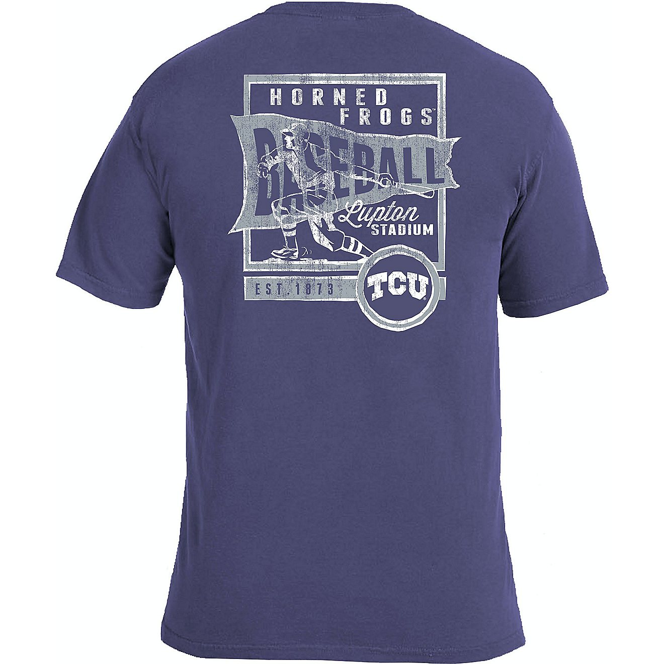 Image One Men's Texas Christian University Comfort Color Vintage Baseball Flag Short Sleeve T-shirt                              - view number 1