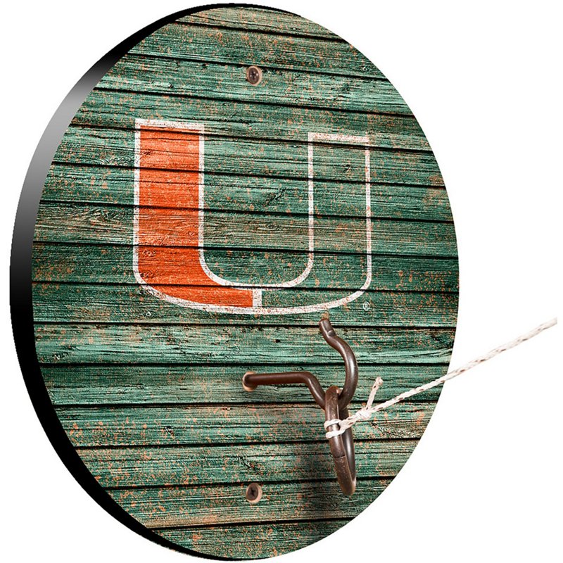 Victory Tailgate University of Miami Weathered Design Hook and Ring Game Green/Orange - Outdoor Games at Academy Sports