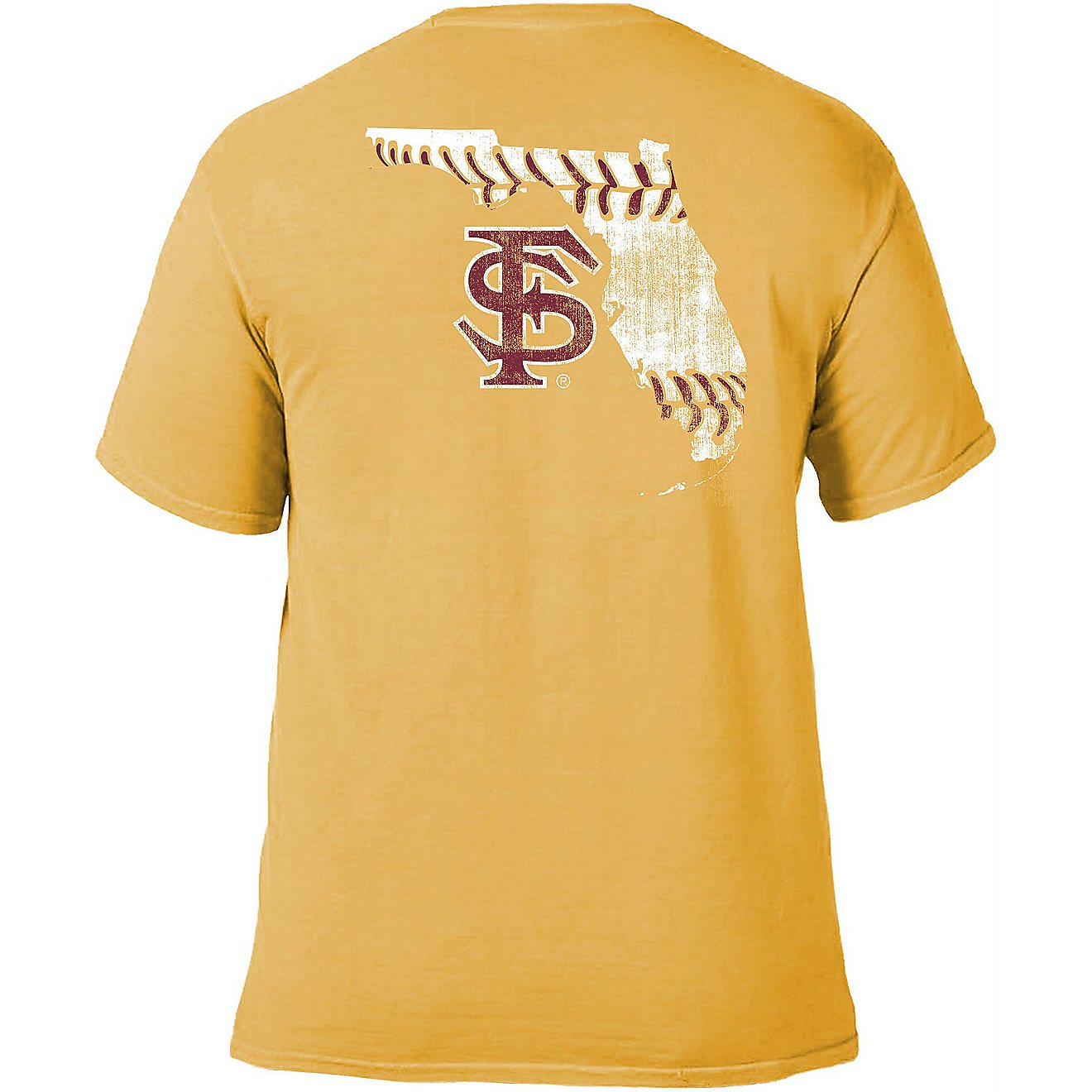 Image One Men's Florida State University Comfort Color State Baseball Laces Short Sleeve T-shirt                                 - view number 1