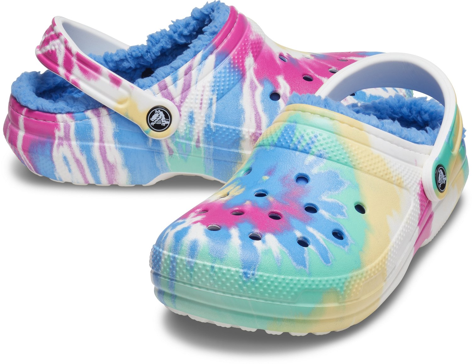 Crocs Adults Classic Fuzz Lined Tie Dye Clogs Academy