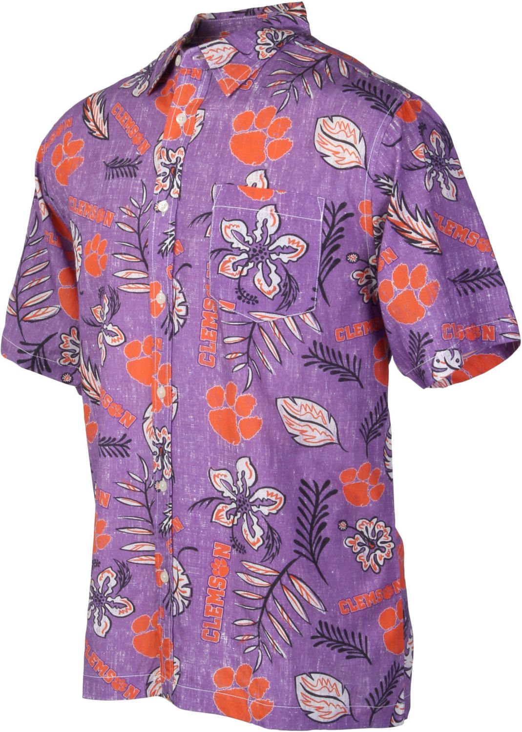 Wes and Willy Men's Clemson University Vintage Floral Button Down Shirt