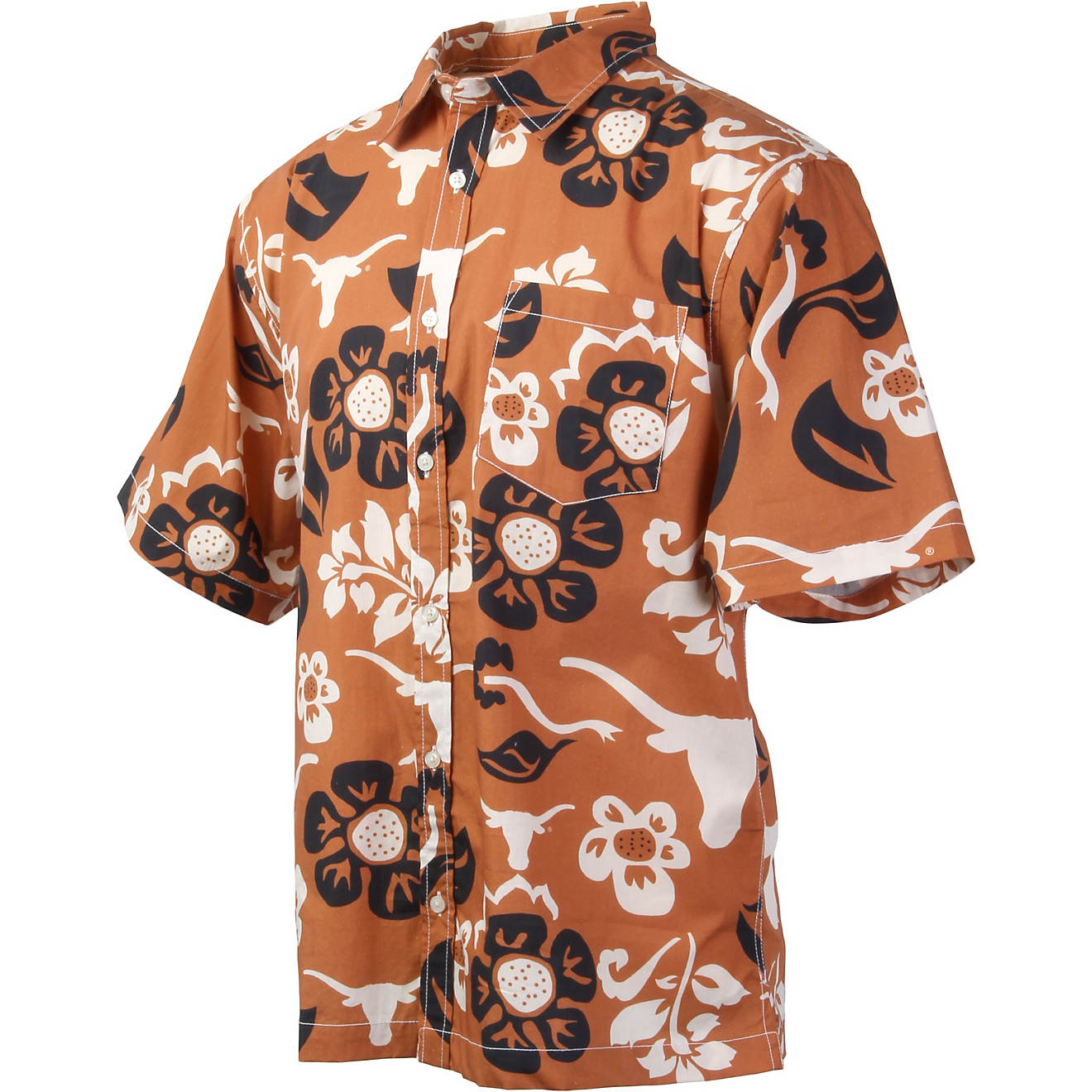 Wes and Willy Men's University of Texas Floral Button Down Shirt                                                                 - view number 1