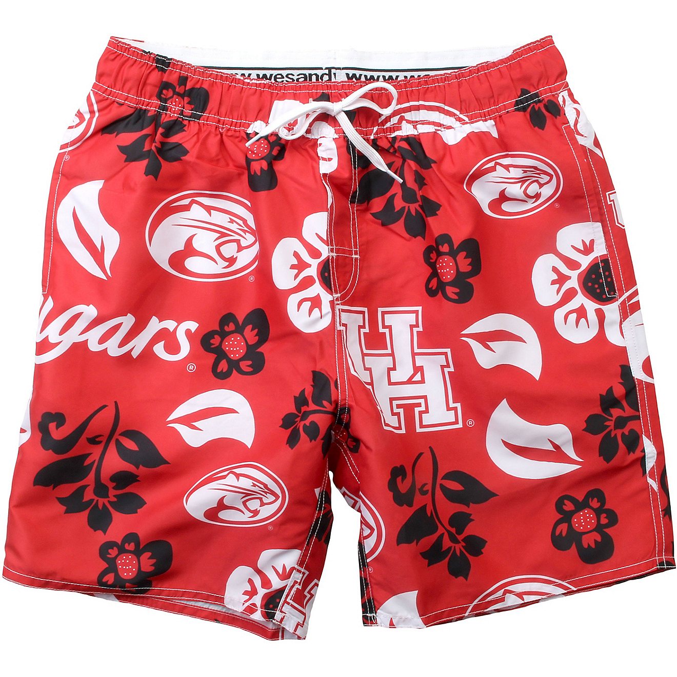 Wes and Willy Men's University of Houston Floral Swim Trunks                                                                     - view number 1